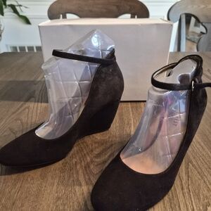 Nine West Black Suede Wedge Heels